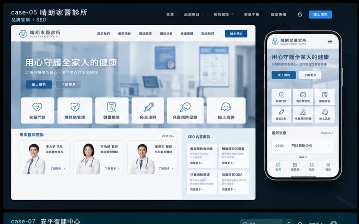 晴朗家醫診所 品牌官網 + SEO 作品圖