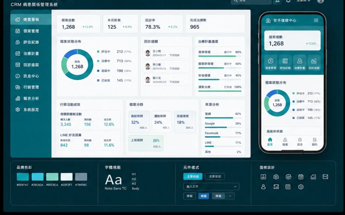 安平復健中心 CRM / 客戶管理 示意圖