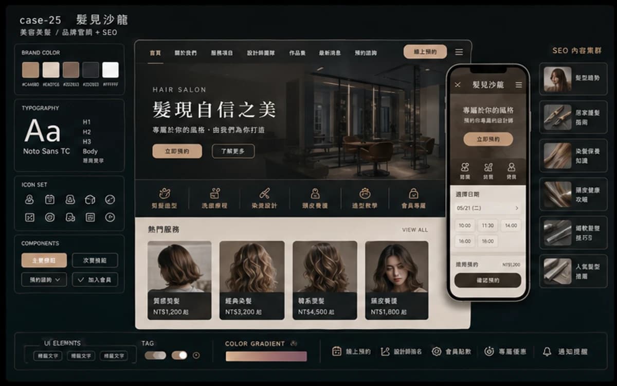 髮見沙龍 品牌官網 + SEO 作品圖