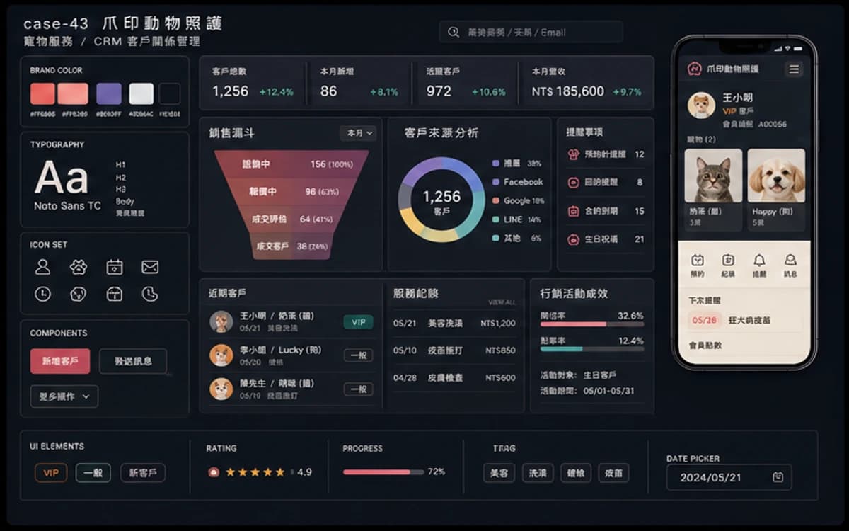 爪印動物照護 CRM / 客戶管理 作品圖